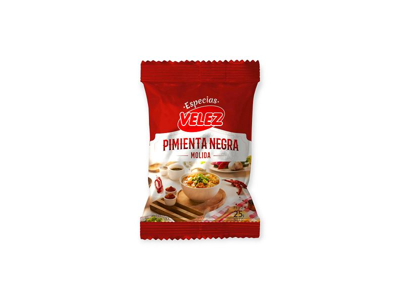 ESPECIAS VELEZ PIMIENTA NEGRA MOLIDA x 25 g.