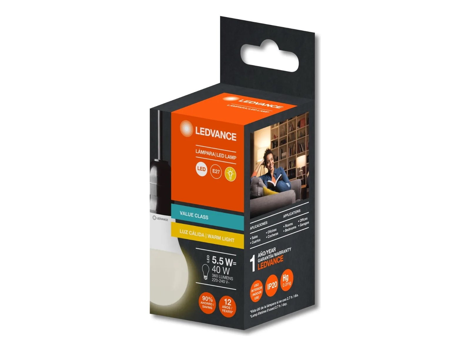 LAMPARA LEDVANCE LED CALIDA 5.5W x 1 un.
