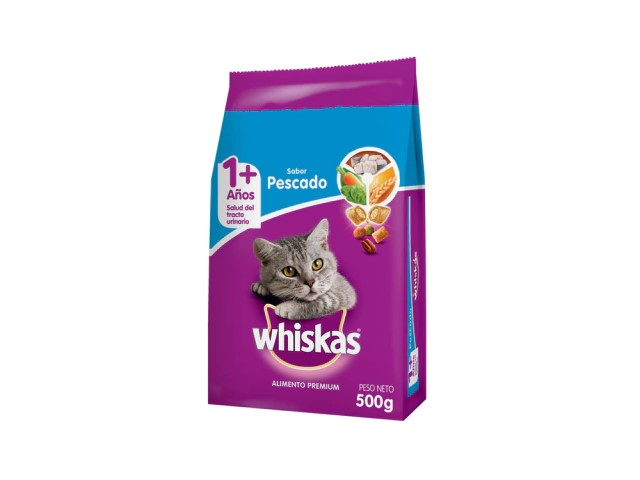 ALIMENTO PARA GATOS WHISKAS PESCADO x 500 g.
