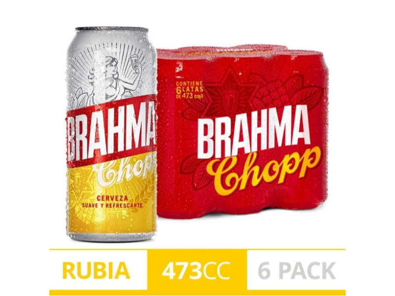 CERVEZA BRAHMA PACK LATA 6 X473ML x 6 un.