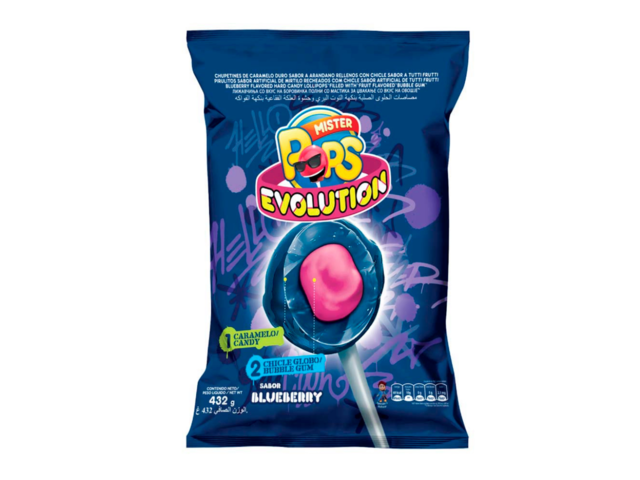 CHUPETIN EVOLUCION BLUEBERRY C/CHICLE x 24