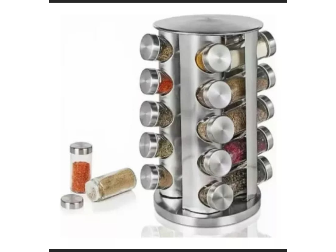 Condimenteros Especiero Giratorio Cocina 20 Frascos Color Plateado