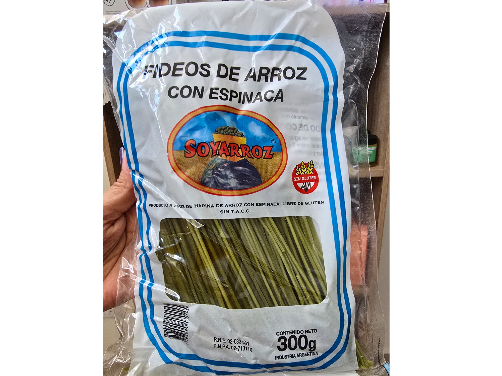 Fideos de arroz con Espinaca