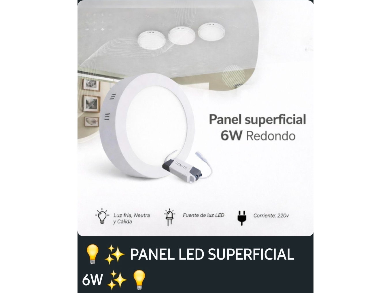 Panel led para techo 6w luz fria