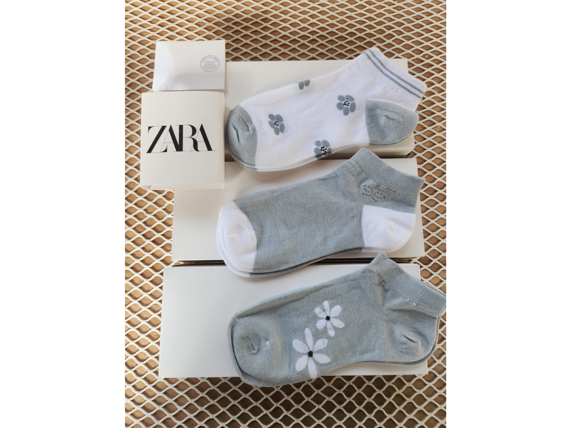 Medias zara original pack x 3 color gris