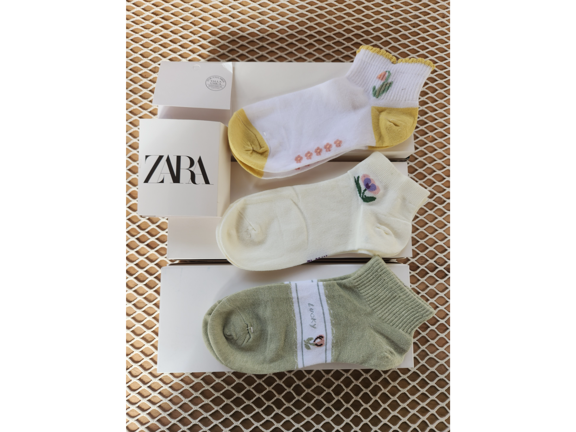 Medias zara original damas soquete color verde