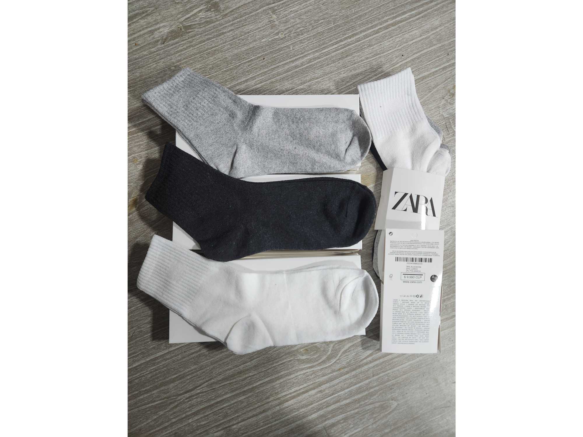 Medias zara basicas 3/4 pack x 3