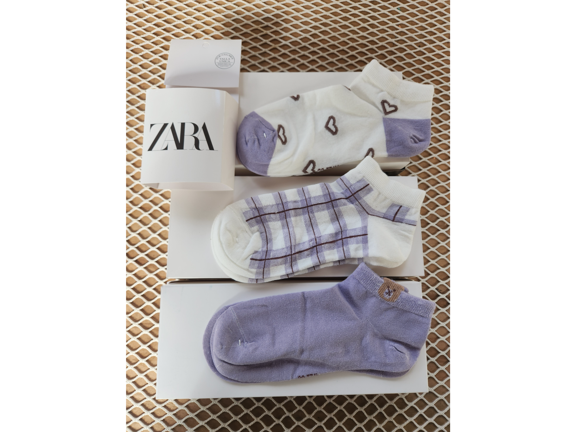 Medias zara original damas  soquetes lilas