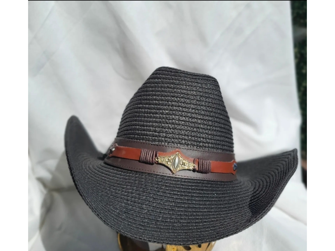 Sombrero rafia tipo texano negro