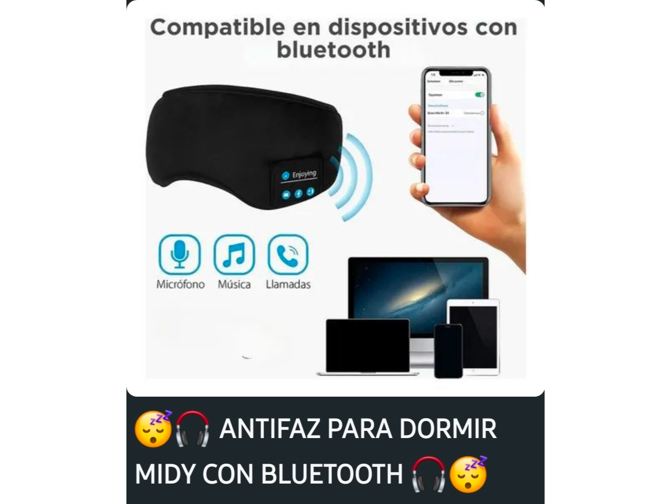 Antifaz para viajes musica