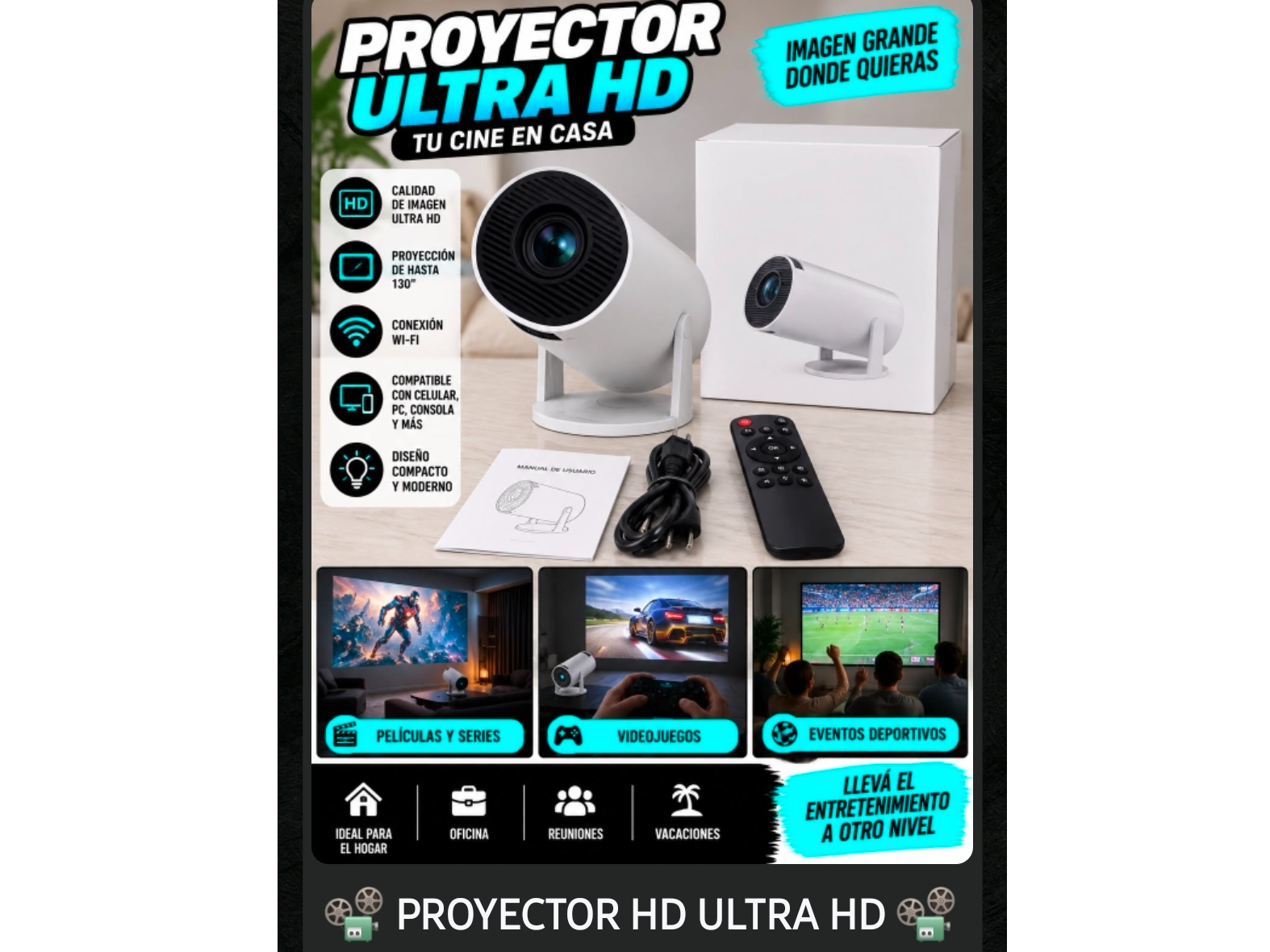 Proyector generico usb 100"