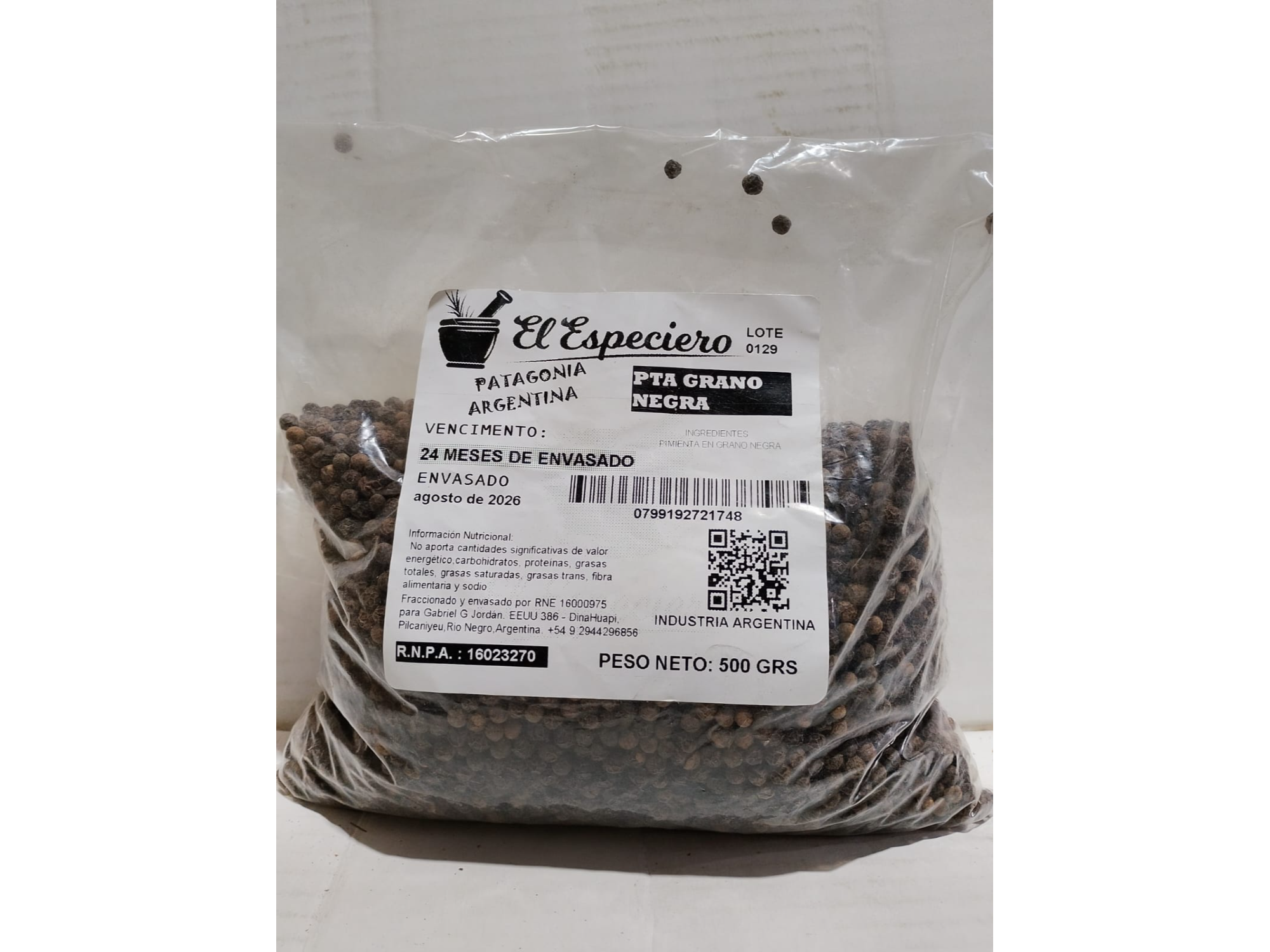 Pimienta Negra en GRANO ( 500gr ) - El Especiero