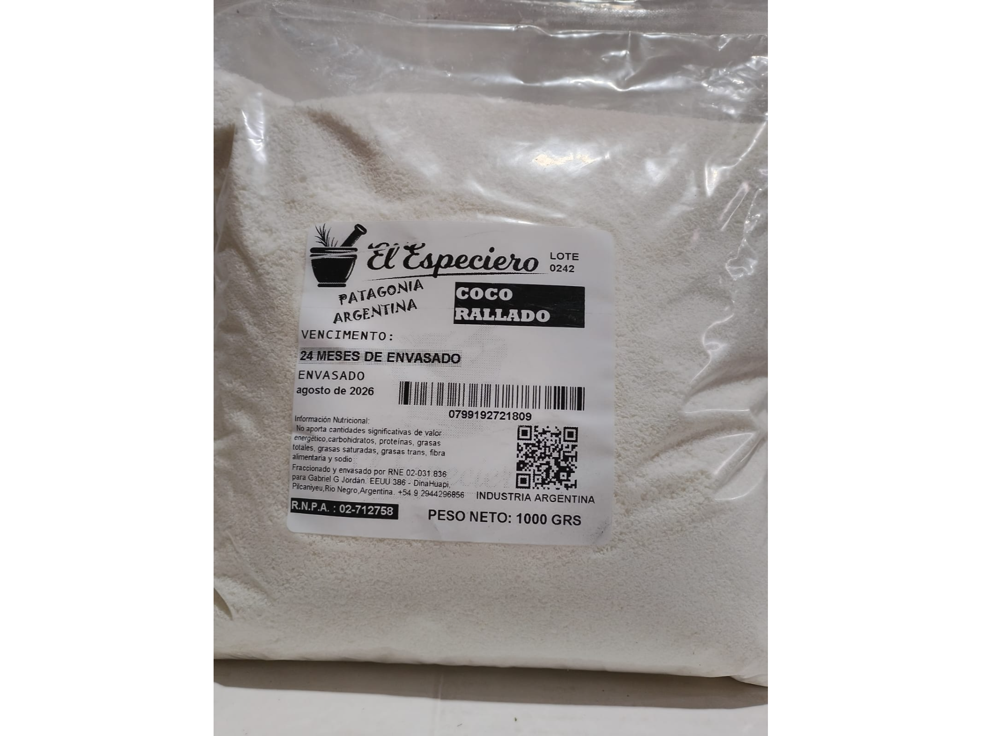 Coco Rallado ( 1kg ) - El Especiero