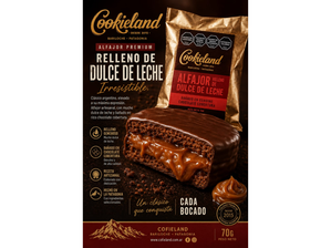 Alfajor de DDL con cobertura NEGRA ( 1 x 70gr ) - Cookieland de DISTRIBUIDORA ROUZIES