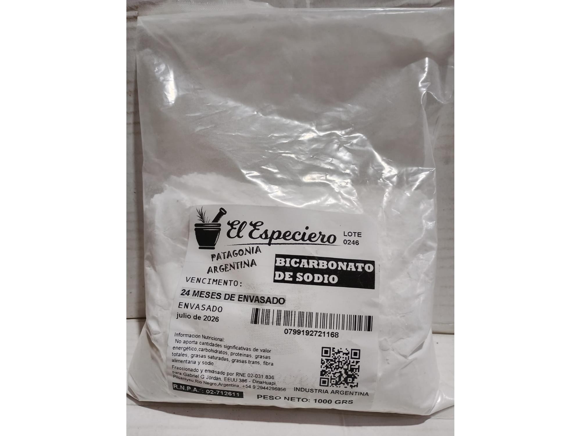 Bicarbonato de Sodio ( 1kg ) - El Especiero