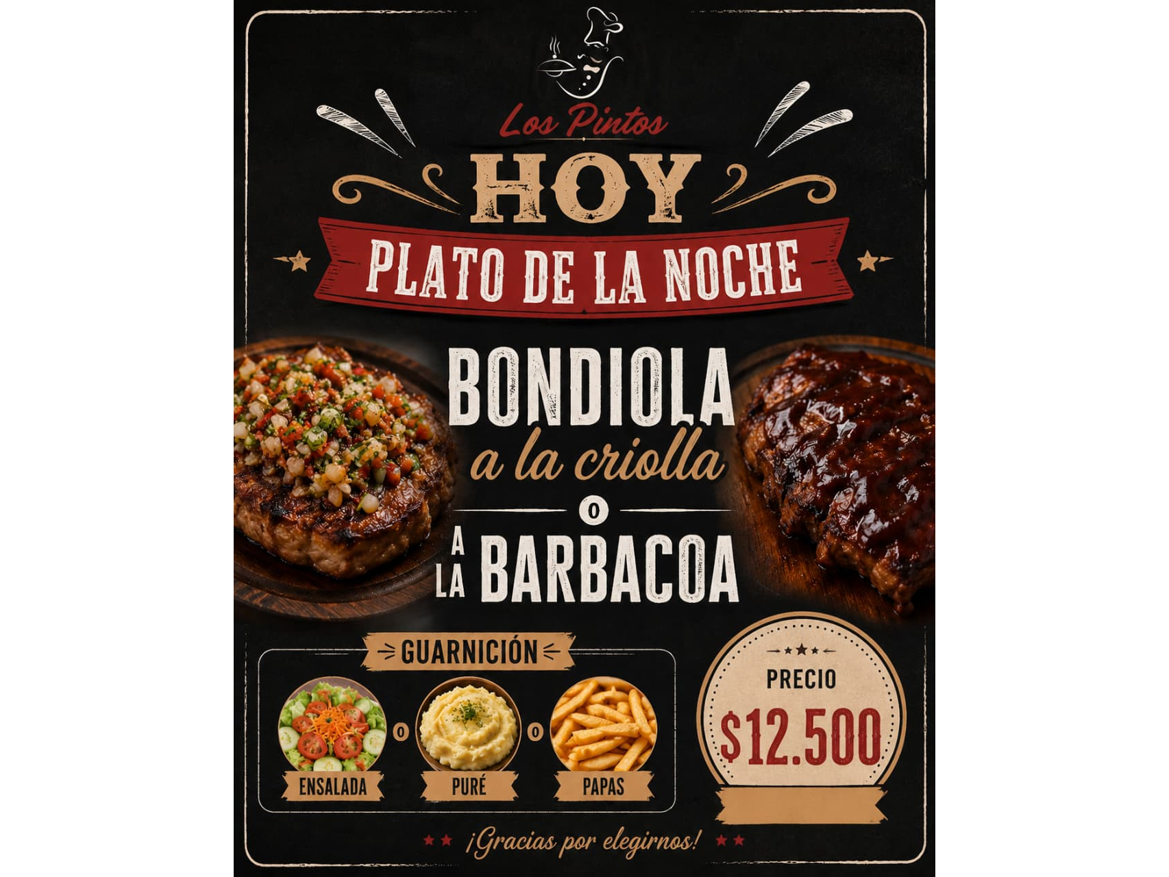 bondiola a la criolla con guarnicion