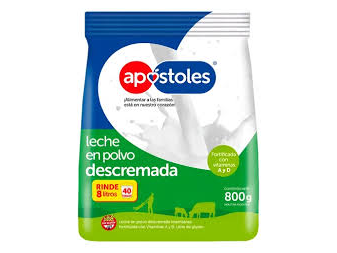 Leche en polvo descremada Apóstoles x 800 grs.