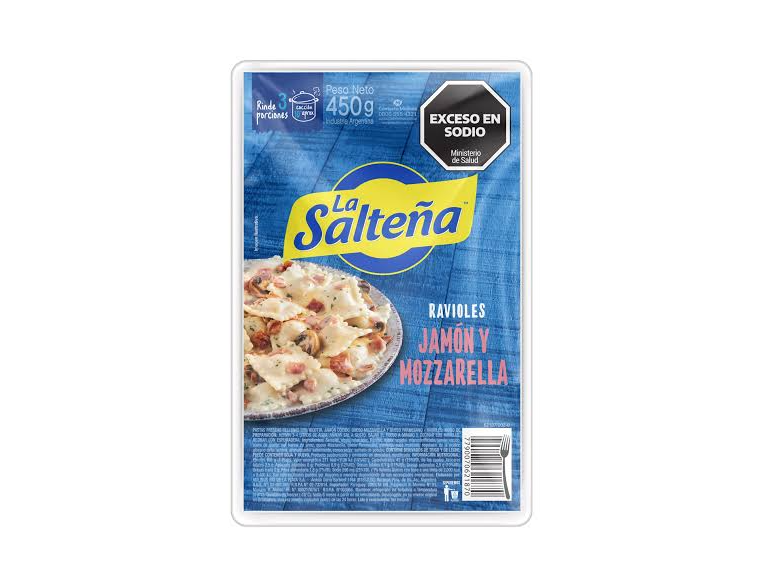 Ravioles jamón y muzzarella La Salteña x 450 grs.