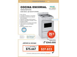 Cocina Escorial Candor Blanca| Gas Natural o Envasado