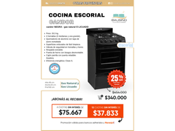 Cocina Escorial Candor Negra | Gas Natural o Envasado
