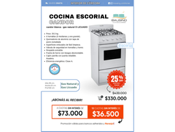 Cocina Escorial Candor Blanca| Gas Natural o Envasado