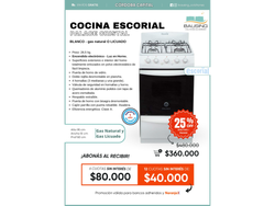 Cocina Escorial Palace Cristal| Gas Natural o Envasado