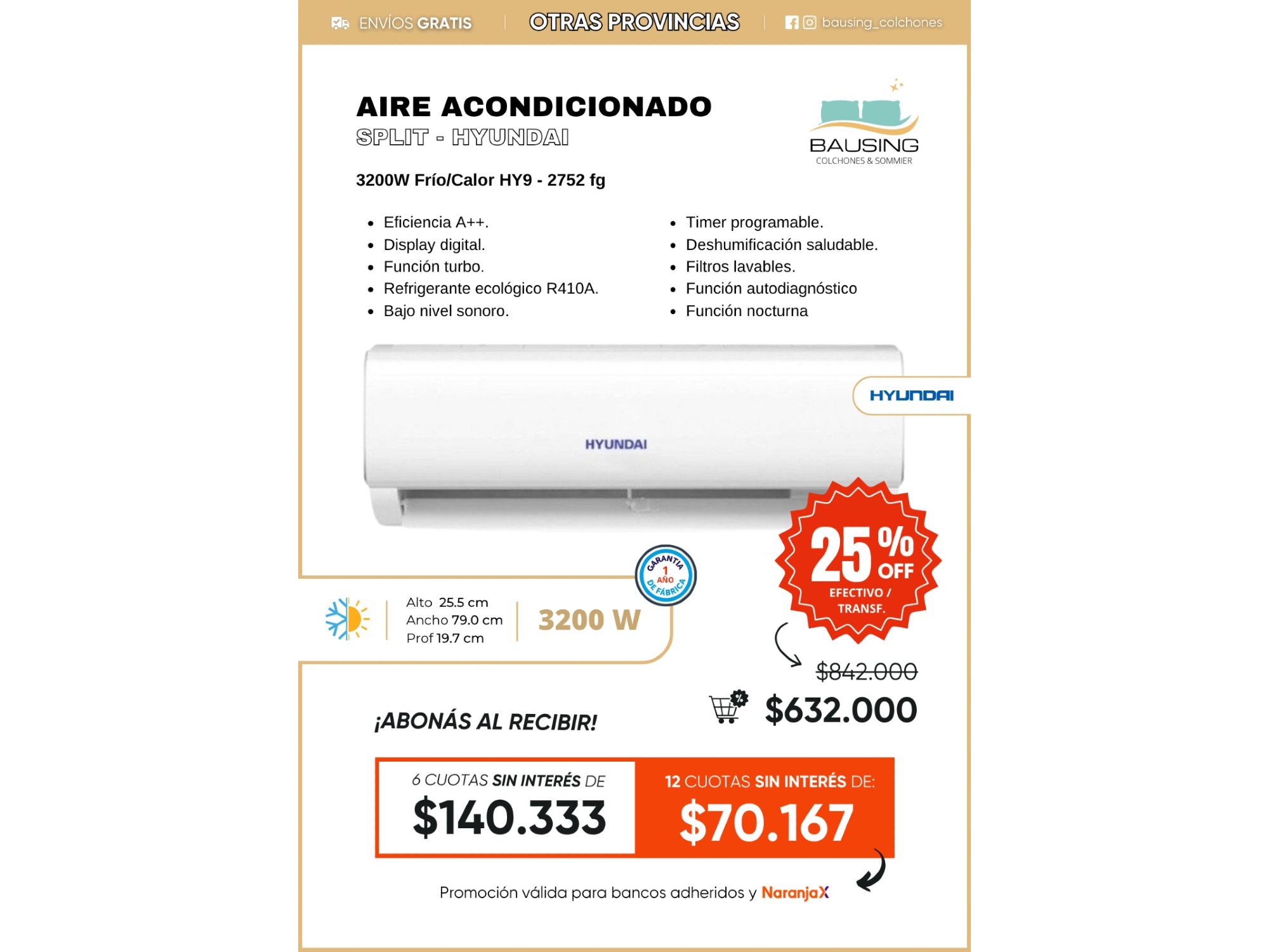 Aire Acondicionado Split | Hyundai 3200