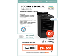Cocina Escorial Candor Negra | Gas Natural o Envasado