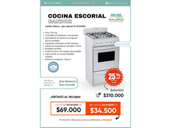 Cocina Escorial Candor Blanca| Gas Natural o Envasado