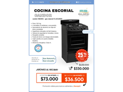 Cocina Escorial Candor Negra | Gas Natural o Envasado
