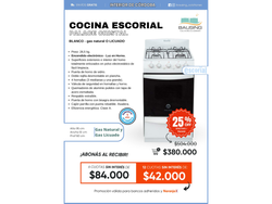 Cocina Escorial Palace Cristal| Gas Natural o Envasado