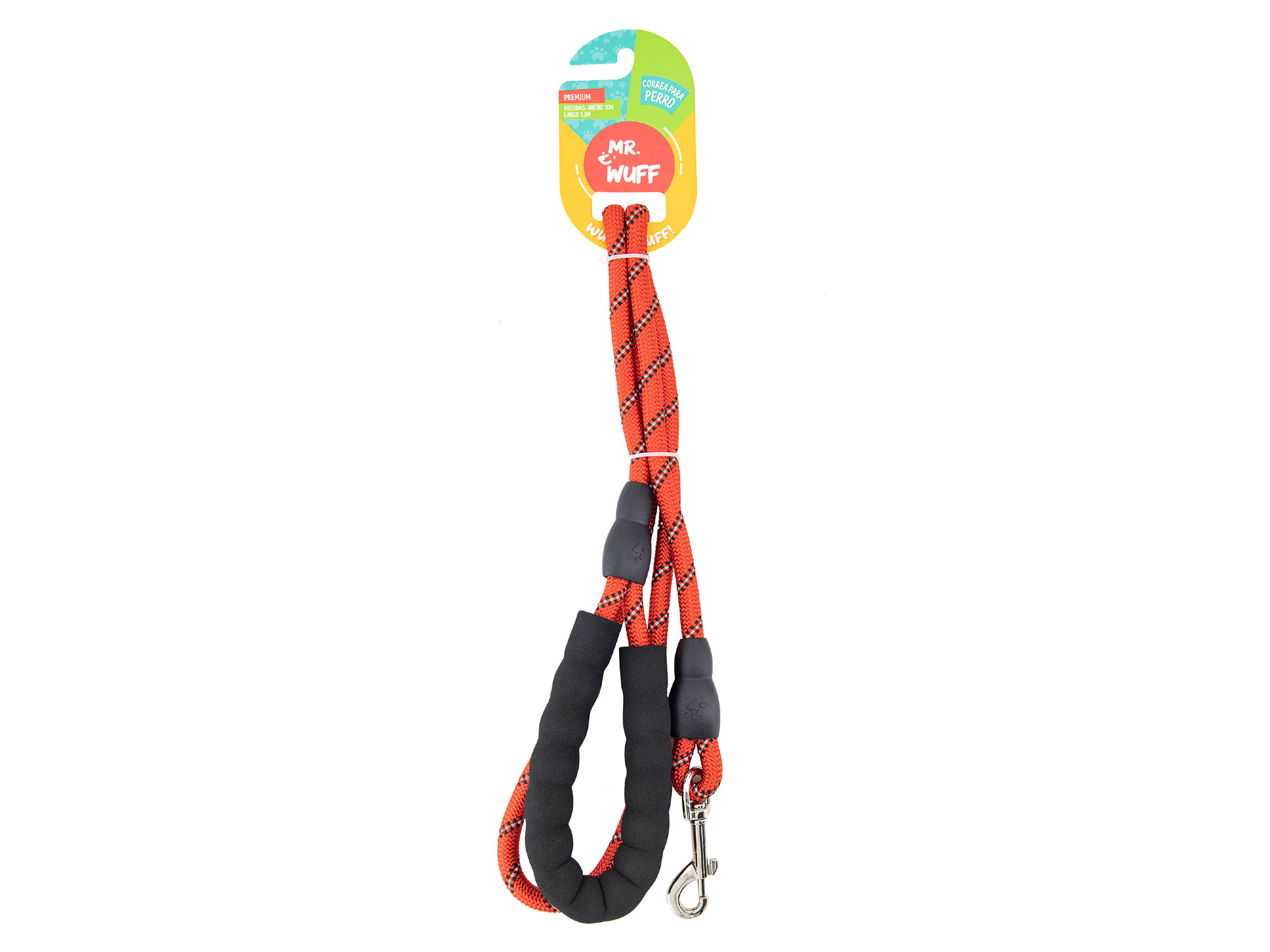 Correa Para Perro Reflejante con mango acolchado ROJO