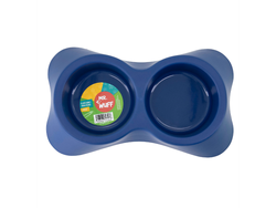 Plato doble para perro AZUL CHICO