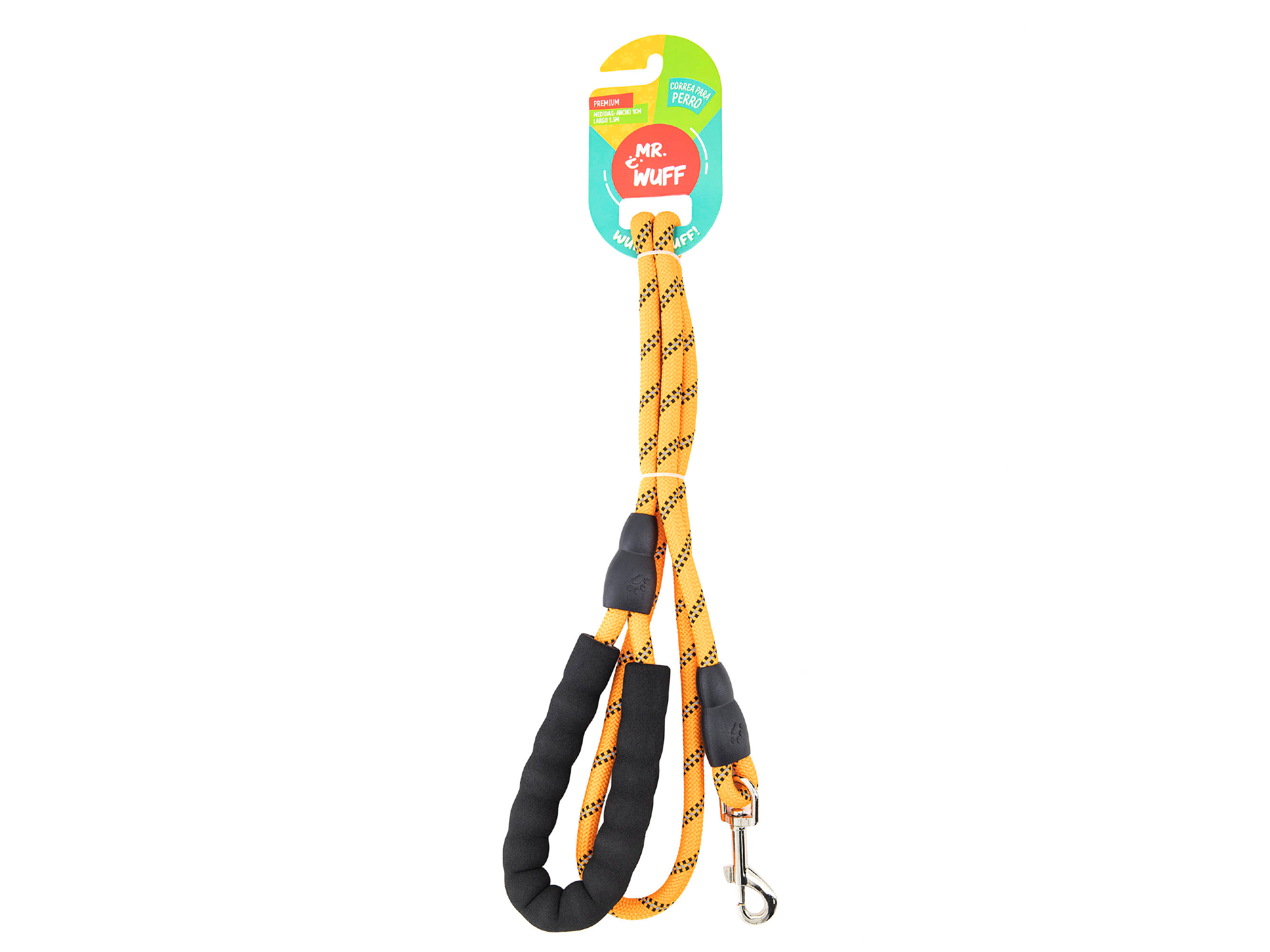 Correa Para Perro Reflejante con mango acolchado NARANJA