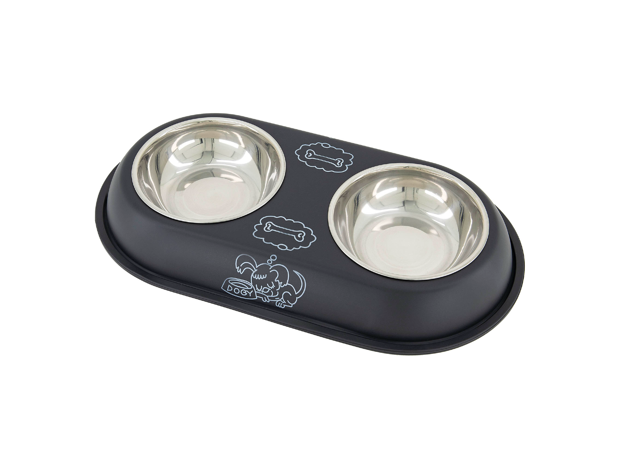 Plato doble para perro NEGRO CHICO