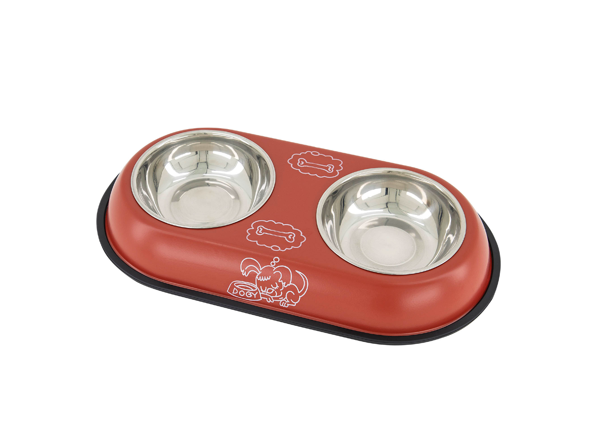 Plato doble para perro ROJO CHICO
