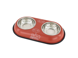 Plato doble para perro ROJO CHICO