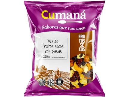 MIX FRUTOS SECOS C/PASAS 250GR - CUMANA