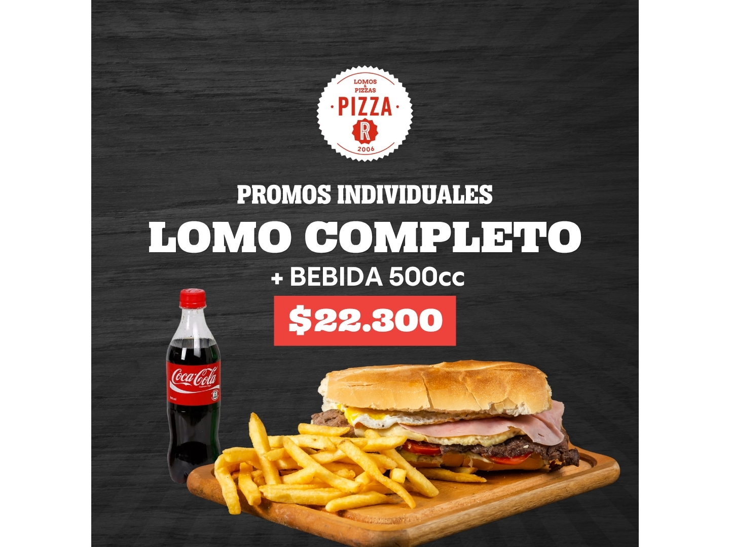 LOMO COMPLETO CON PAPAS + BEBIDA LINEA COCA 500ML