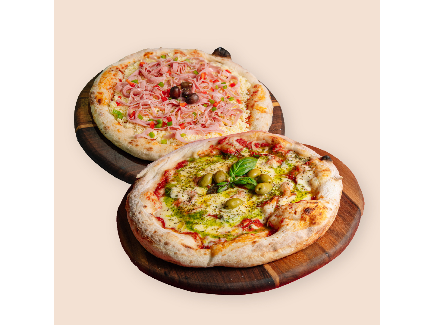 Pizza Margarita + Pizza Prosciutto
