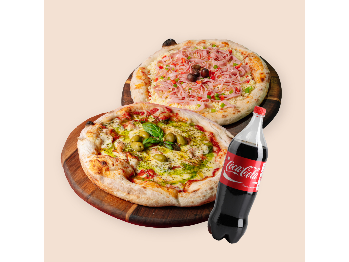 Pizza Margarita + Pizza Prosciutto + Coca Cola 1.5 L