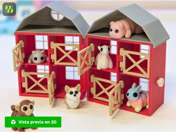 Mini Granero – Almacenamiento Impreso en 3D para Animales Pequeños (Escalado al 150%)