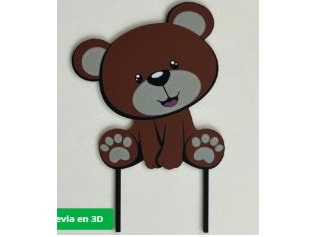 Topper de pastel de oso de peluche 10cm alto.