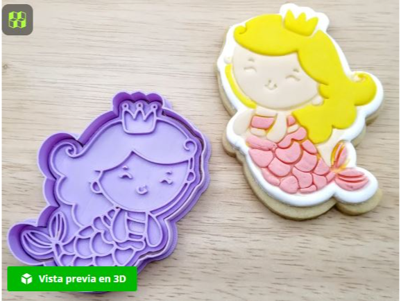 Cortador y sello de galletas de sirena adora 8cm