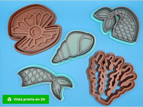 Cortador de galletas con forma de concha de sirena de playa de verano de mar (8cm)