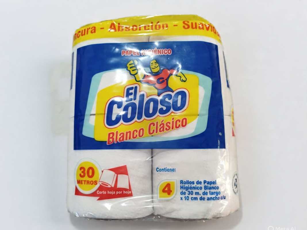 Papel higiénico EL COLOSO BLANCO CLÁSICO X4 unidades
