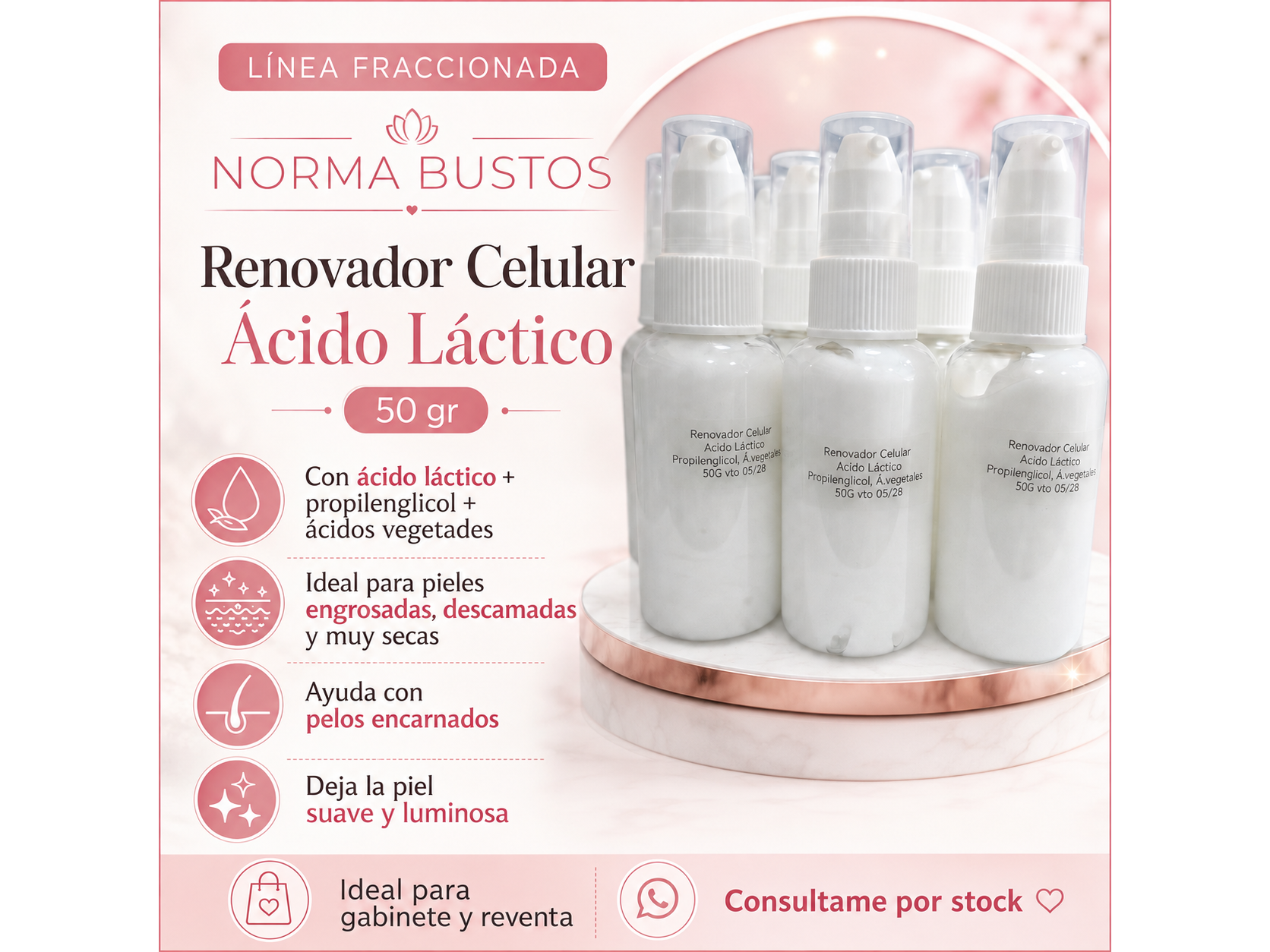 RENOVADOR CELULAR ACIDO LACTICO NORMA BUSTOS X 50 Gr