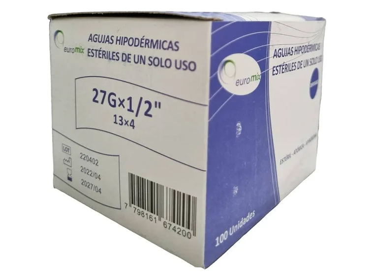 AGUJAS DESCARTABLE X 100 VARIAS MEDIDAS