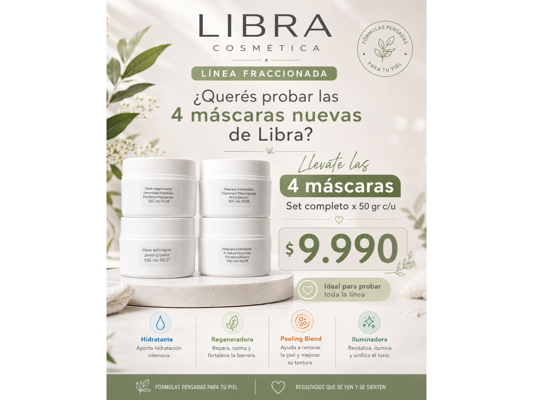 Máscara x 4 Línea Libra x 50gr c/u
