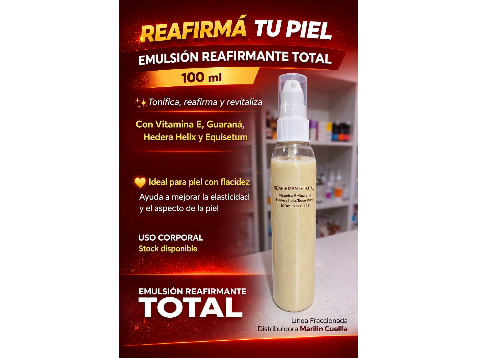 EMULSIÓN REAFIRMANTE TOTAL FACIAL Y CORPORAL x 100gr